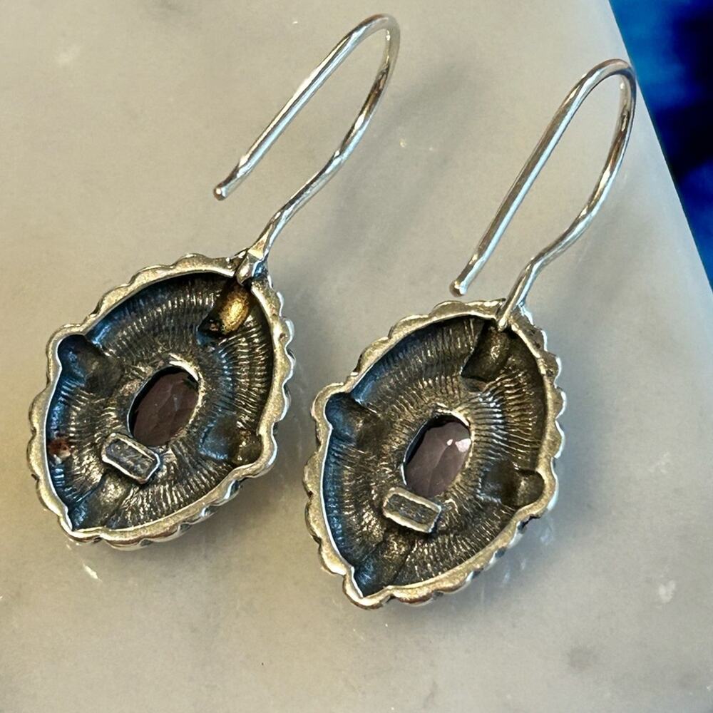925 Sterling Silver Amethyst Drop Earrings #E112 - Picture 5 of 8